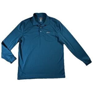 Greg Norman For Tasso Elba Long Sleeve Polo Shirt Blue Size M NWOT
